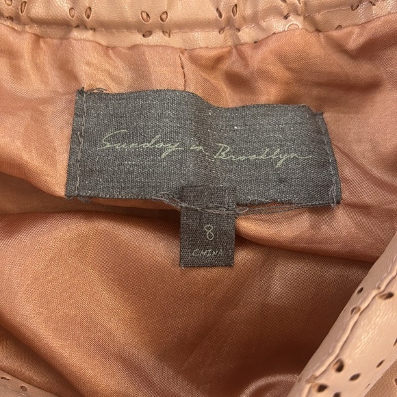 Faux leather Anthropologie skirt Sz 8 windowpane above knee Sunday in Brooklyn - Picture 3 of 9